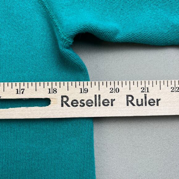 Vintage Turquoise Sweatshirt Adult Small Green Hanes Blank Crewneck Made USA 90s - Picture 8 of 9